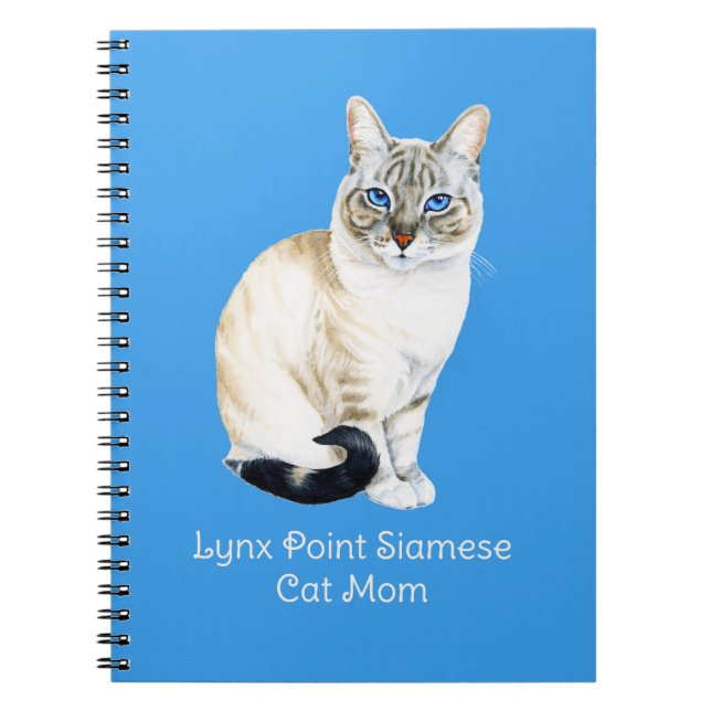 Carnet Aquarelle Chat Siamese Lynx Point (Devant)