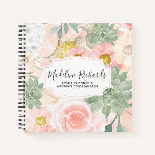 Carnet Aquarelle Chic Peach & Mint Floral & Succulents
