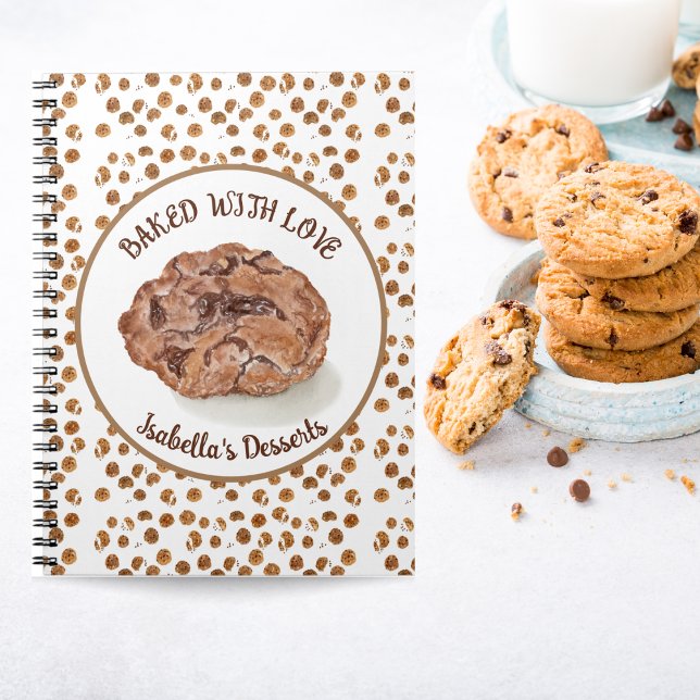 Carnet Aquarelle Chocolat Chip Cookies cuits avec amour (Créateur téléchargé)
