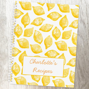 Carnet Aquarelle Citron Motif Recette personnalisée