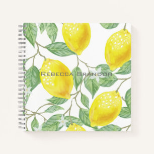 Carnet Aquarelle Citron vert Feuilles personnalisés