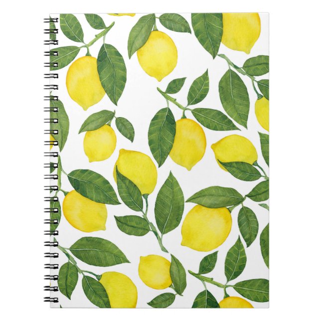 Carnet Aquarelle Citrons : Motif de fruits d'été (Devant)