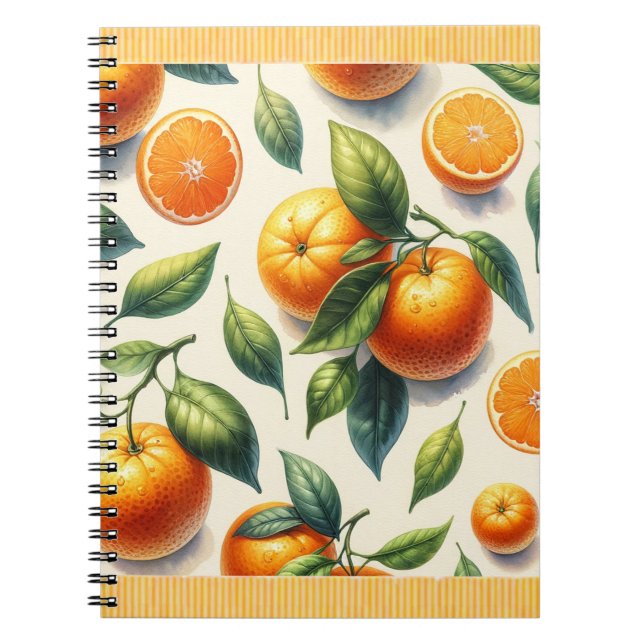 Carnet Aquarelle Citrus Orange Feuille Mariage (Devant)