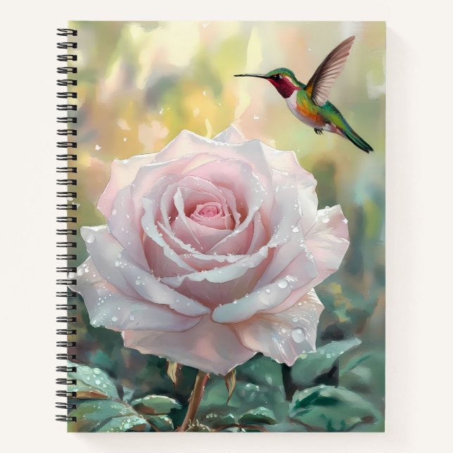 Carnet Aquarelle Colibri et spirale rose (Devant)