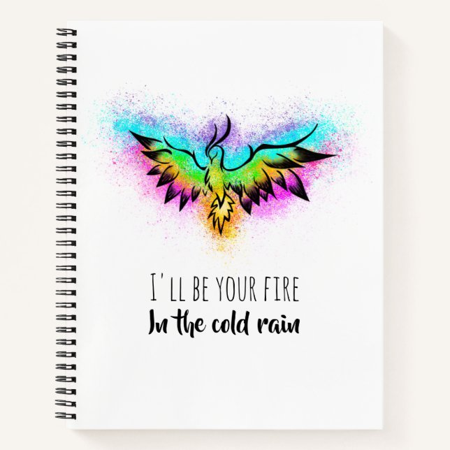 Carnet Aquarelle colorée Arc-en-ciel Phoenix Bird (Devant)