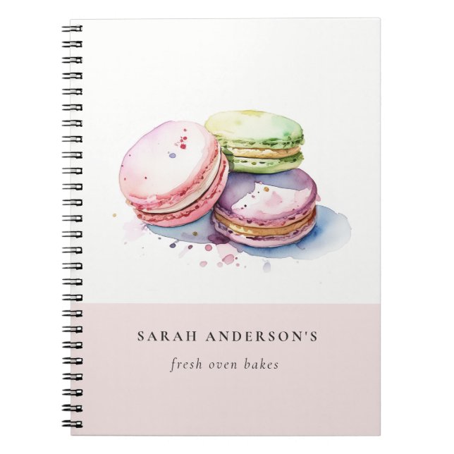 Carnet Aquarelle colorée Pastel Français Macarons boulang (Devant)