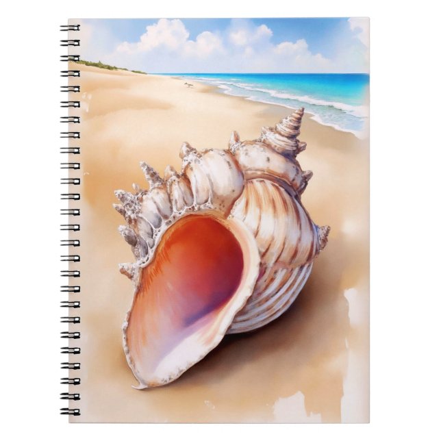Carnet Aquarelle Conch Shell sur la plage (Devant)