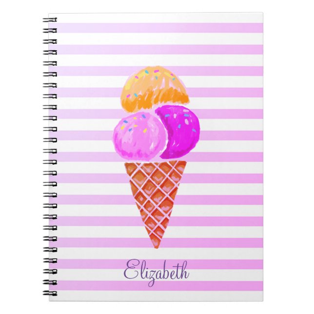 Carnet Aquarelle Crème glacée, Rayé (Devant)