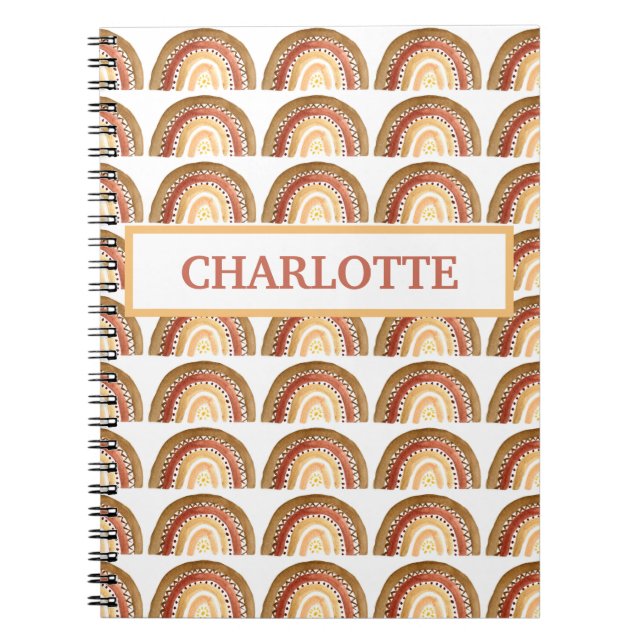 Carnet Aquarelle Cute Boho Pastel Enfants Girl Arc-en-cie (Devant)