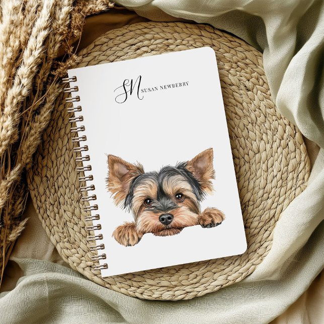 Carnet Aquarelle Cute Peeking Yorkie Personnalisé (Créateur téléchargé)