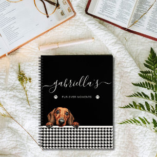 Carnet Aquarelle Dachshund noir blanc Nom personnalisé
