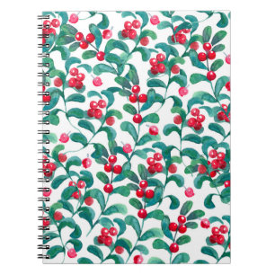 Carnet Aquarelle de baies sauvages, motif sans soudure.