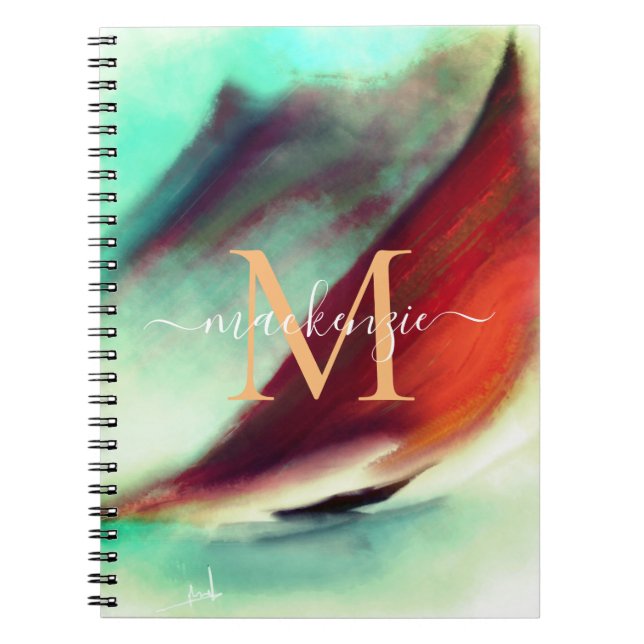 Carnet Aquarelle de bateau Vintage artistique Monogramme (Devant)