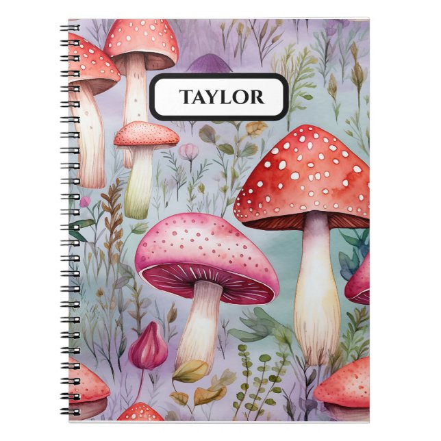 Carnet Aquarelle de champignons mignons Forêt rustique (Devant)