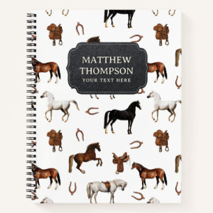 Carnet Aquarelle de chevaux Fer à cheval Selles de cheval