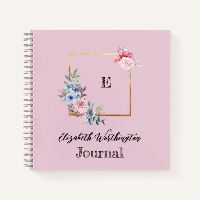 Carnet Aquarelle de conception géométrique florale et ver (Devant)