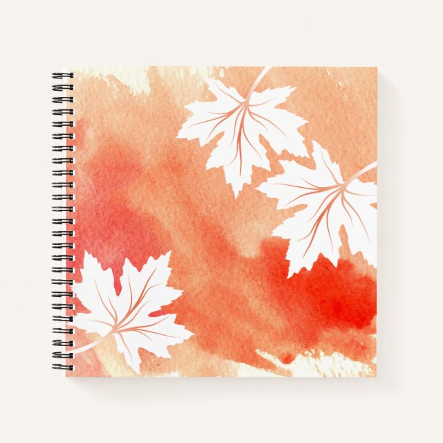 Carnet Aquarelle de corail moderne et feuilles d'érable b (Devant)