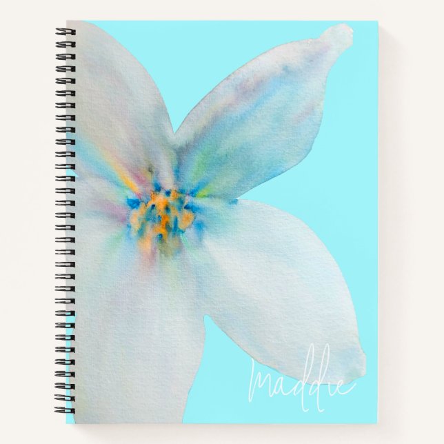 Carnet Aquarelle de fleur pastel blanc (Devant)