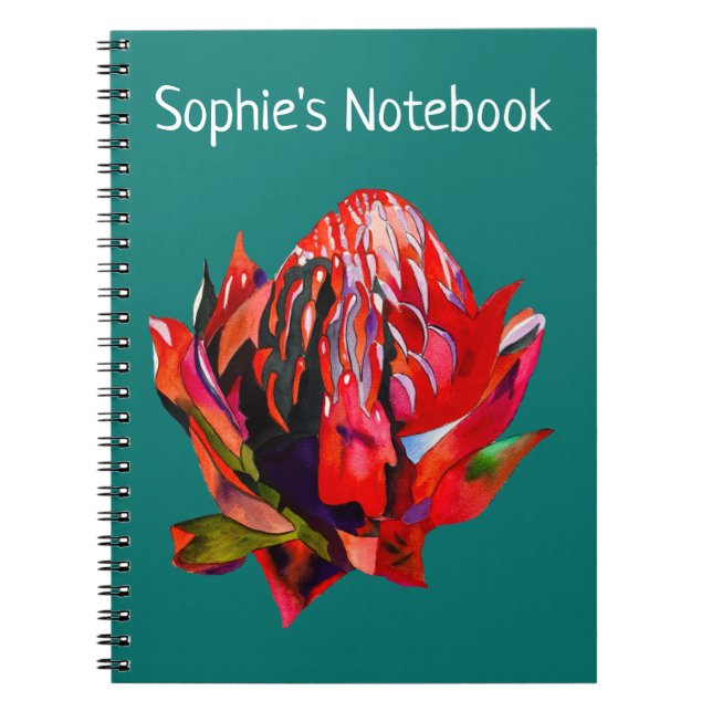 Carnet Aquarelle de fleurs indigènes de Waratah (Devant)