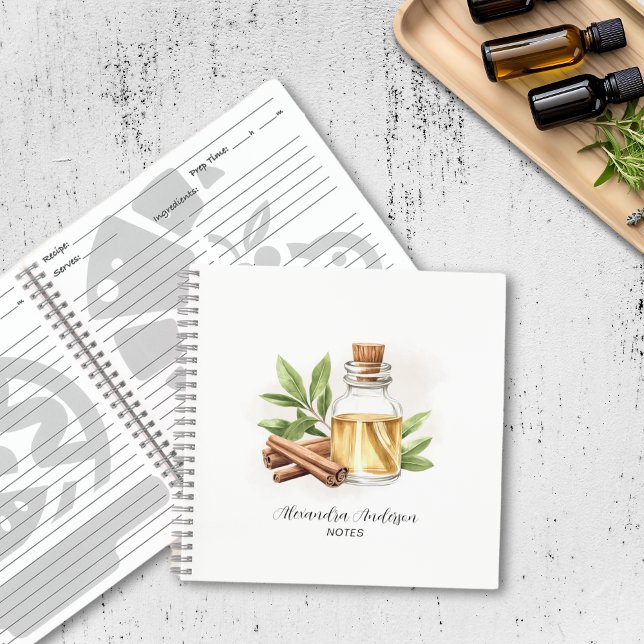Carnet Aquarelle de la cannelle botanique des huiles esse (Botanical Cinnamon Essential Oils Watercolor Notebook)