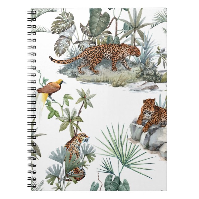 Carnet Aquarelle de la jungle léopard Scène tropicale (Devant)