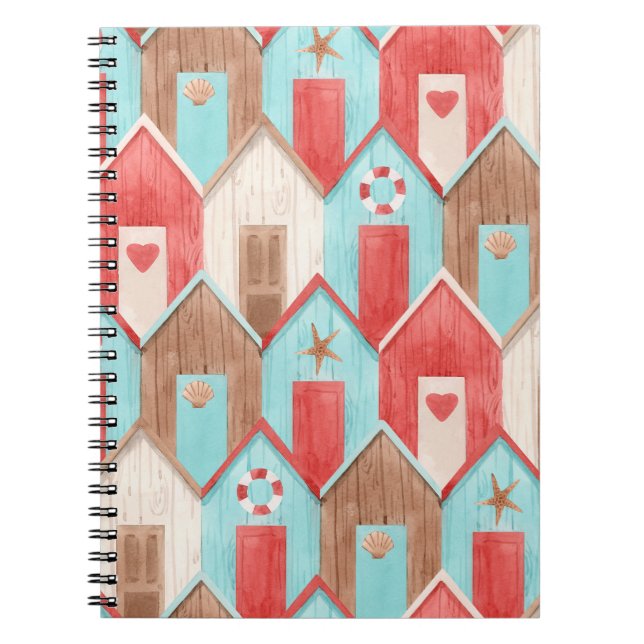 Carnet Aquarelle de la maison de plage : motif rétro. (Devant)