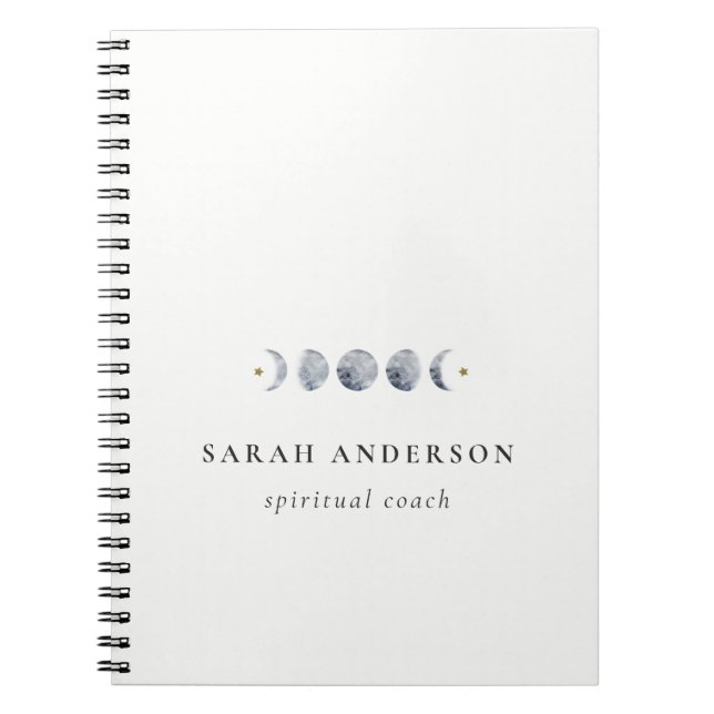 Carnet Aquarelle de phase de lune céleste grise simple (Devant)