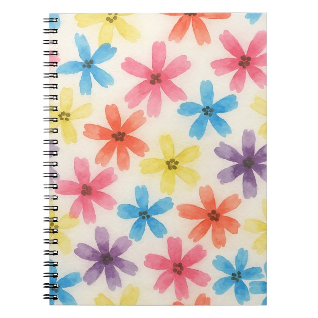 Carnet Aquarelle de plusieurs fleurs colorées (Devant)