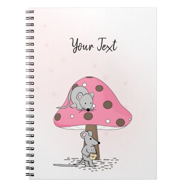 Carnet Aquarelle de souris mignonne rose personnalisée  (Devant)