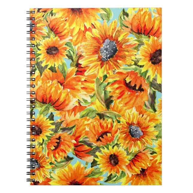 Carnet Aquarelle de tournesol : Illustration transparente (Devant)