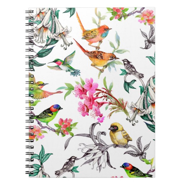 Carnet Aquarelle dessinée main sans couture motif avec tr (Devant)
