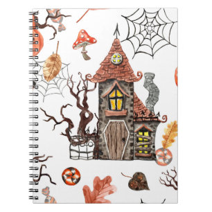 Carnet Aquarelle d'Halloween : Haunted House Motif.