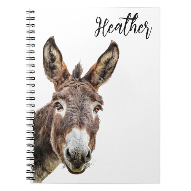 Carnet Aquarelle Donkey Peeking Personnalisé (Devant)