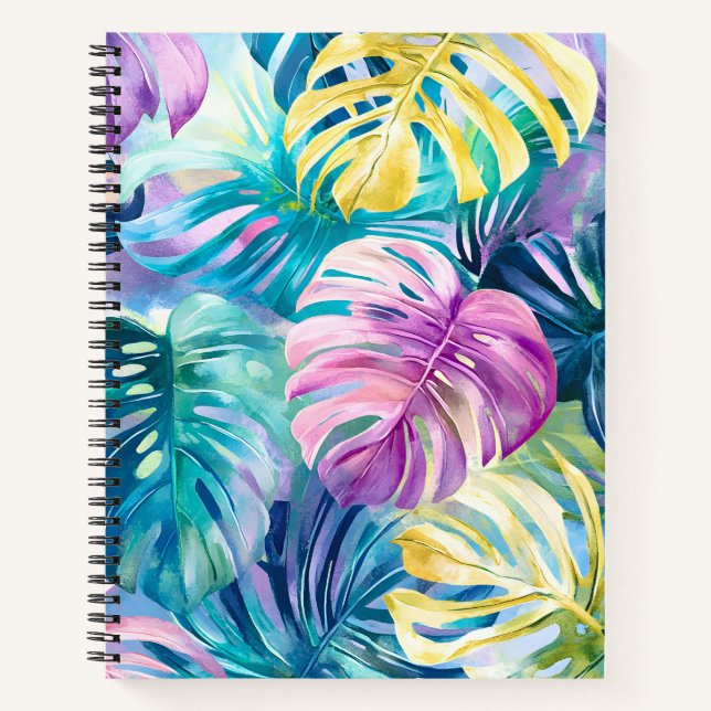 Carnet Aquarelle d'or Paradis Feuille tropical (Devant)