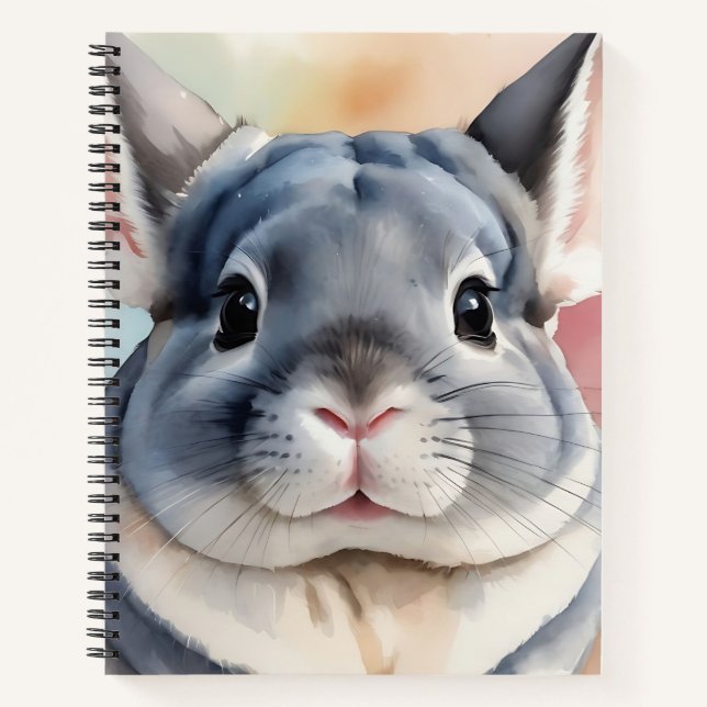 Carnet Aquarelle douce Chinchilla Portrait (Devant)