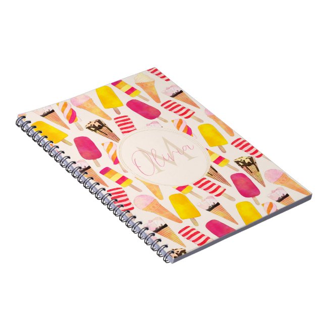 Carnet Aquarelle douce été crème glacée (Côté Droit)