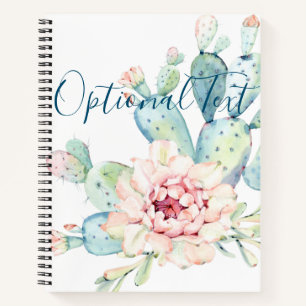 Carnet Aquarelle douce Pastel Blooming Cactus