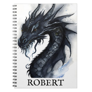 Carnet Aquarelle Dragon noir Nidhogg avec nom
