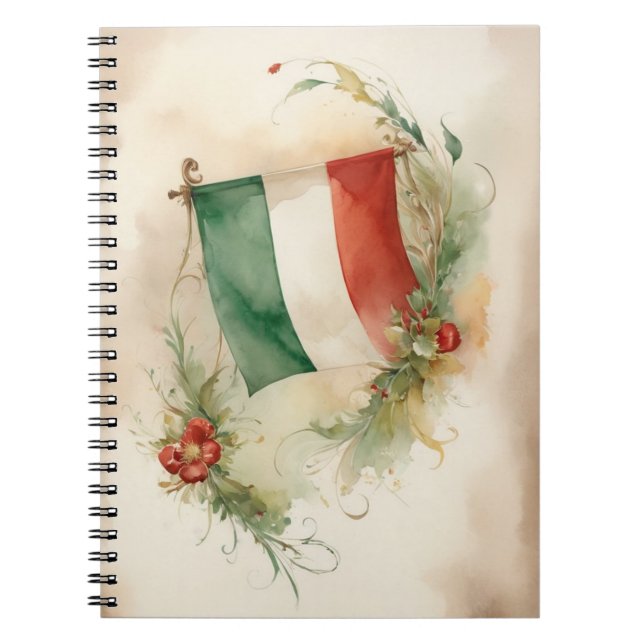 Carnet Aquarelle drapeau italien vintage (Devant)