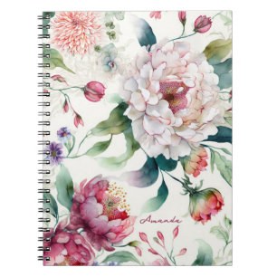 Carnet Aquarelle élégante délicate motif asiatique floral