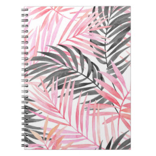 Carnet Aquarelle Feuille rose tropicale