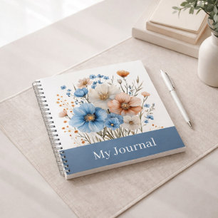 Carnet Aquarelle Fleur Sauvage Bleue Personnalisée