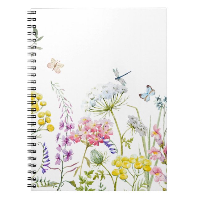 Carnet Aquarelle Fleur sauvage prairie florale d'été (Devant)