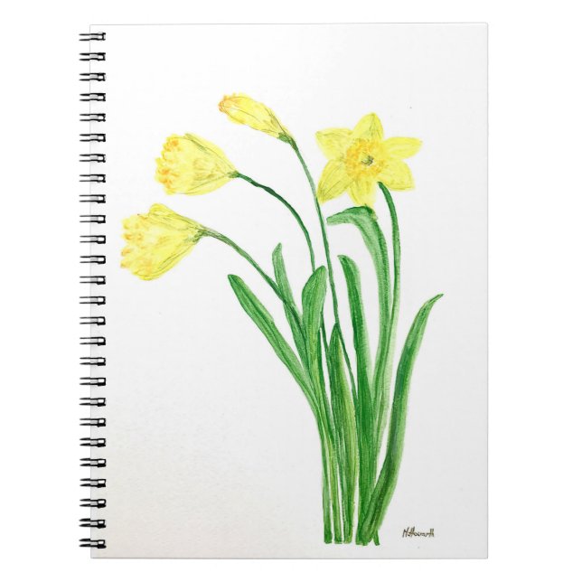 Carnet Aquarelle fleurie de printemps jaune jonquilles fl (Devant)