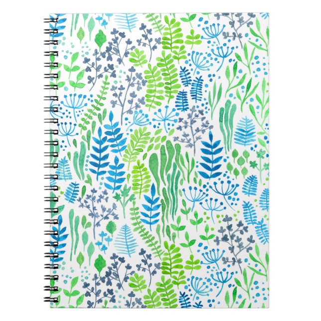 Carnet Aquarelle fleurie doodles blanc (Devant)