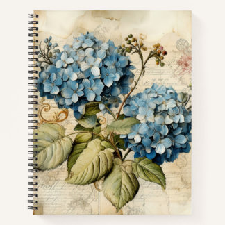 Carnet Aquarelle Fleurie Hydrangea Bleue