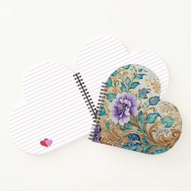 Carnet Aquarelle fleurie Rose violette (Intérieur)