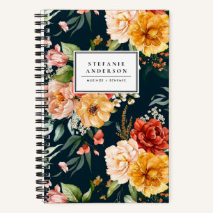 Carnet Aquarelle Fleurs d'automne et Motif de verdure