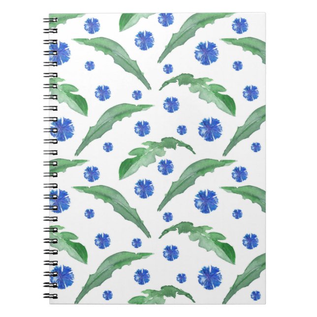 Carnet Aquarelle Fleurs de corail bleu (Devant)