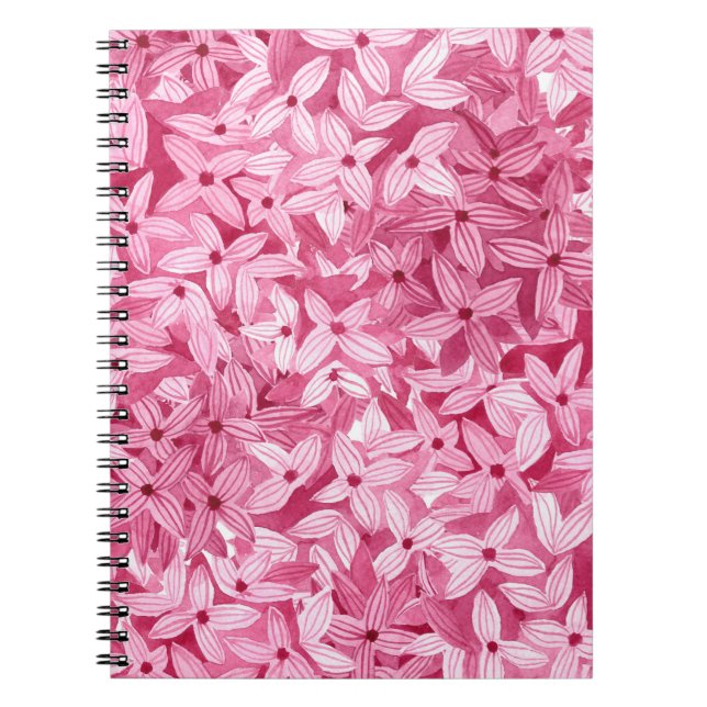 Carnet Aquarelle fleurs lilas : arrière - plan rose (Devant)